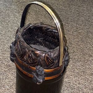 Vintage Japanese Hanakago Ikebana Handmade Chic Woven Bamboo Basket with Hand le